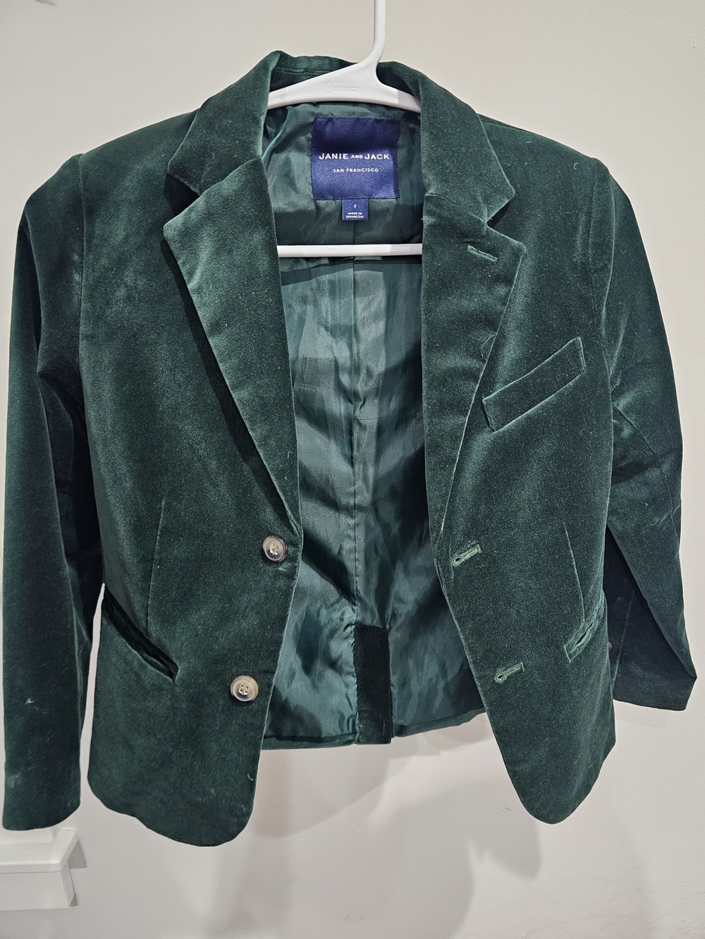 Janie and Jack Girls' Deep Green Velvet Blazer
